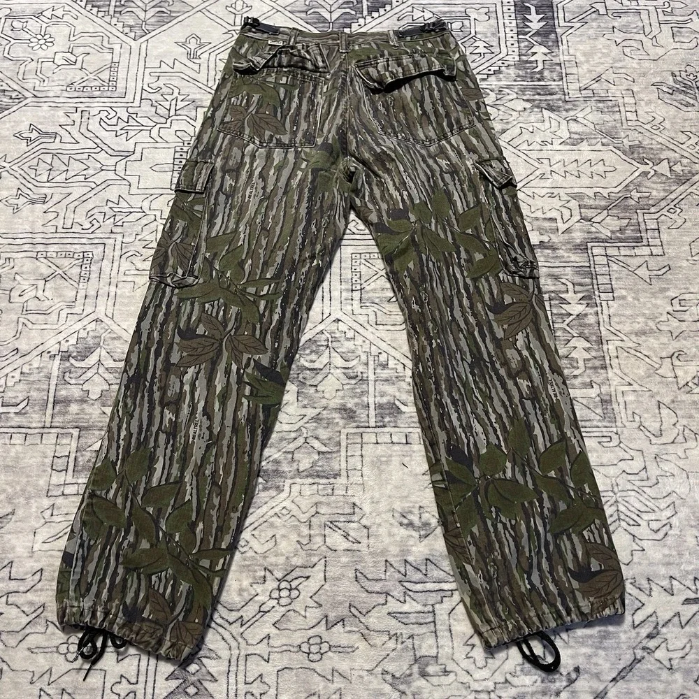 Vintage 90s Duxbak Cargo Pants Realtree Hardwood Green Leaf Made In USA Sz S